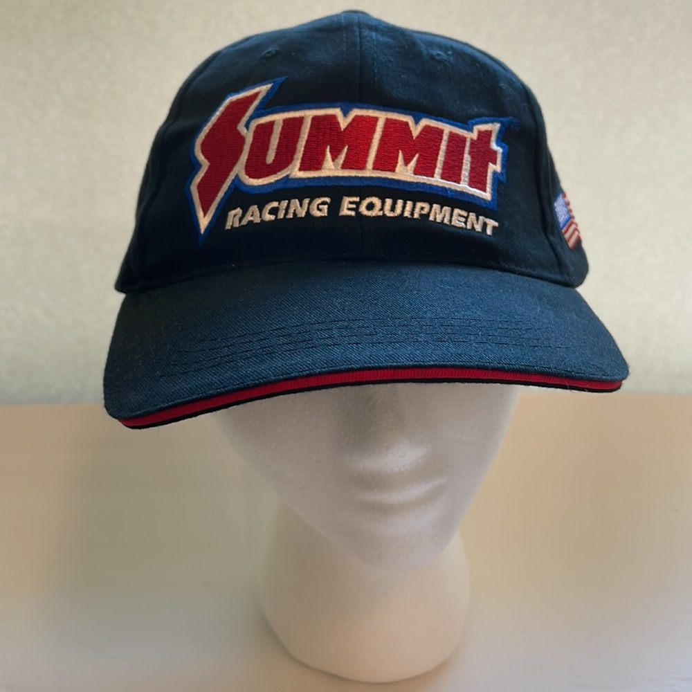 Summit racing equipment black embroidered Velcro strap baseball hat cap